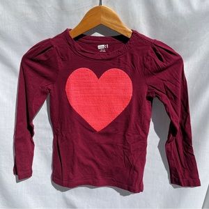 Crazy 8 Maroon and Pink Sequin Long Sleeve Heart Shirt - Size M (7-8)